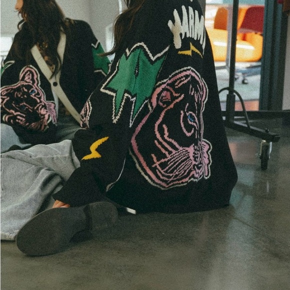 LALA Black Graphic Cardigan - Picture 1 of 4